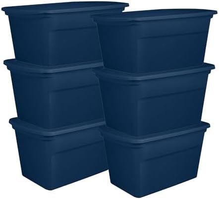 Sterilite Tote, Plastic Storage Bins with Snap Lids, 30 Gallon, 6-Pack