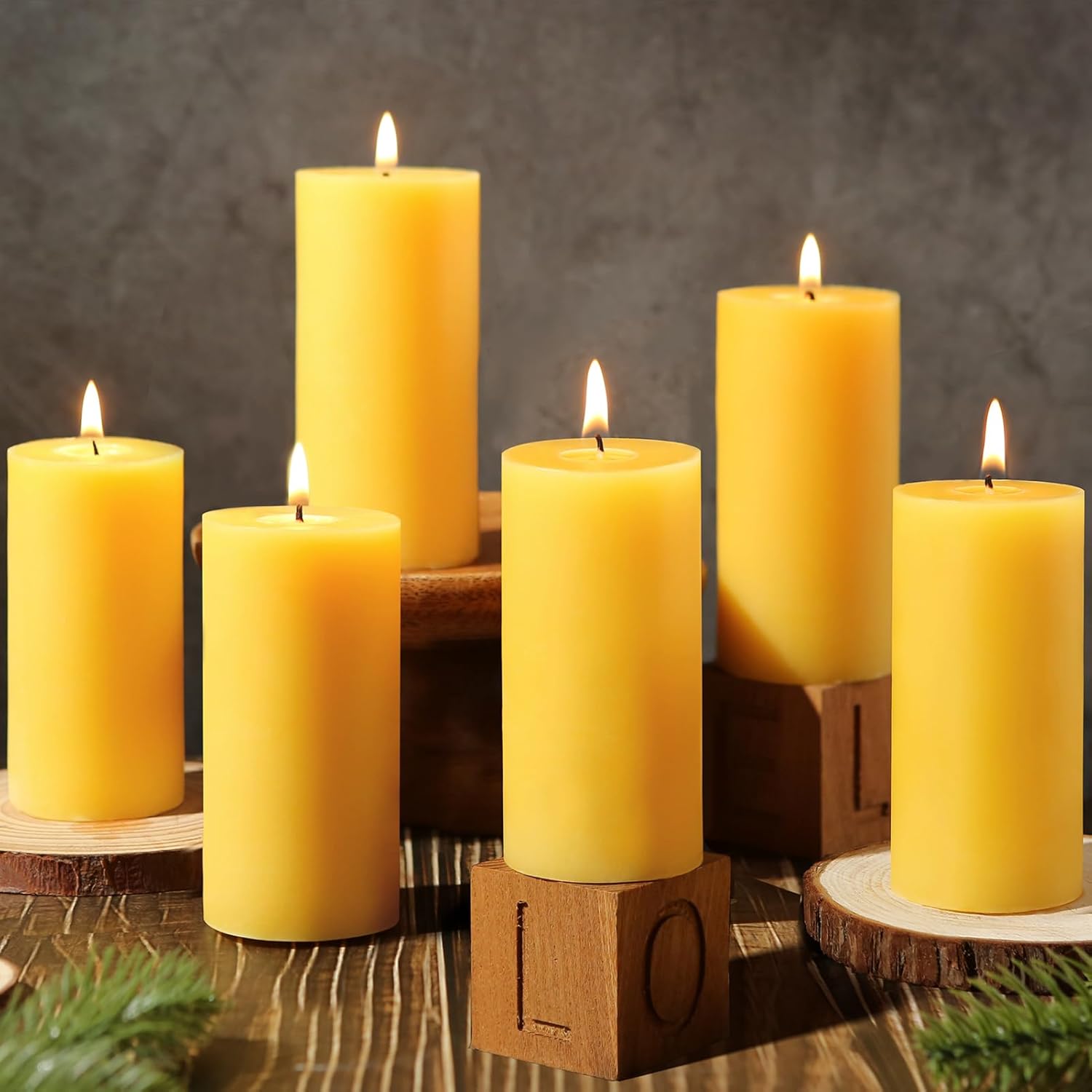 Natural Beeswax Pillar Candles 6-pack (B0D5HG2JFX)