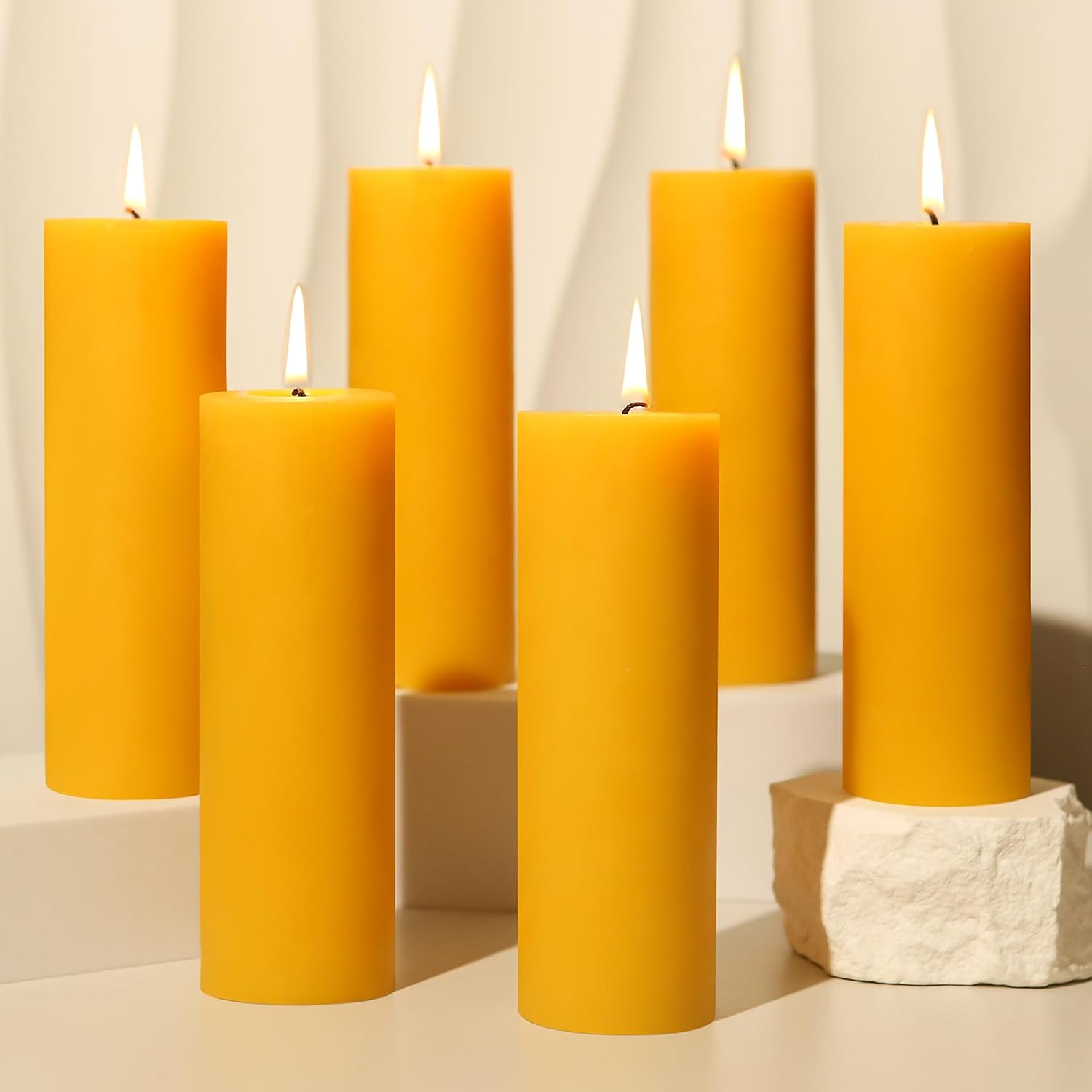 6 Pack Beeswax Pillar Candles (B0DWX2YCM7)